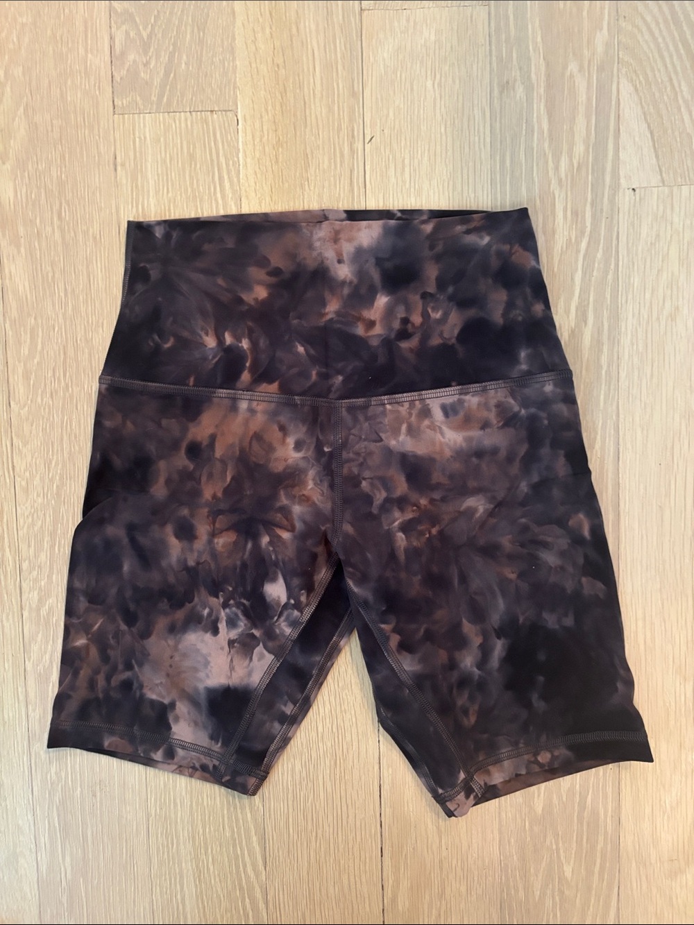 lululemon athletica Brown Tie-Dye High-Rise Bike Shorts